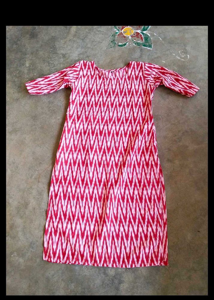 Red and White Zig-Zag Dress