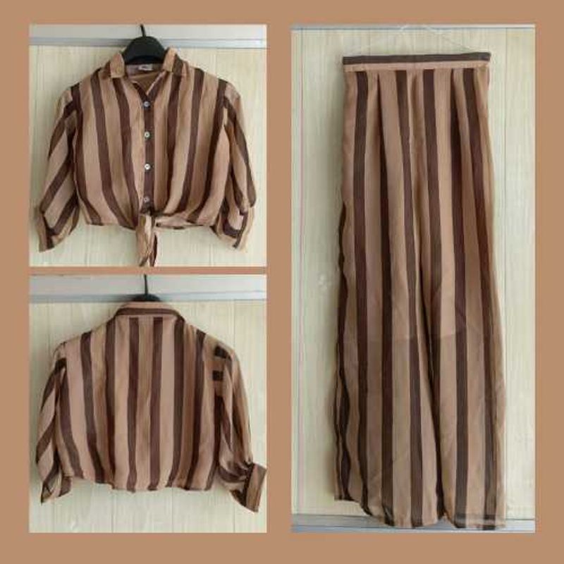 Striped Tie-Front Co ord Set