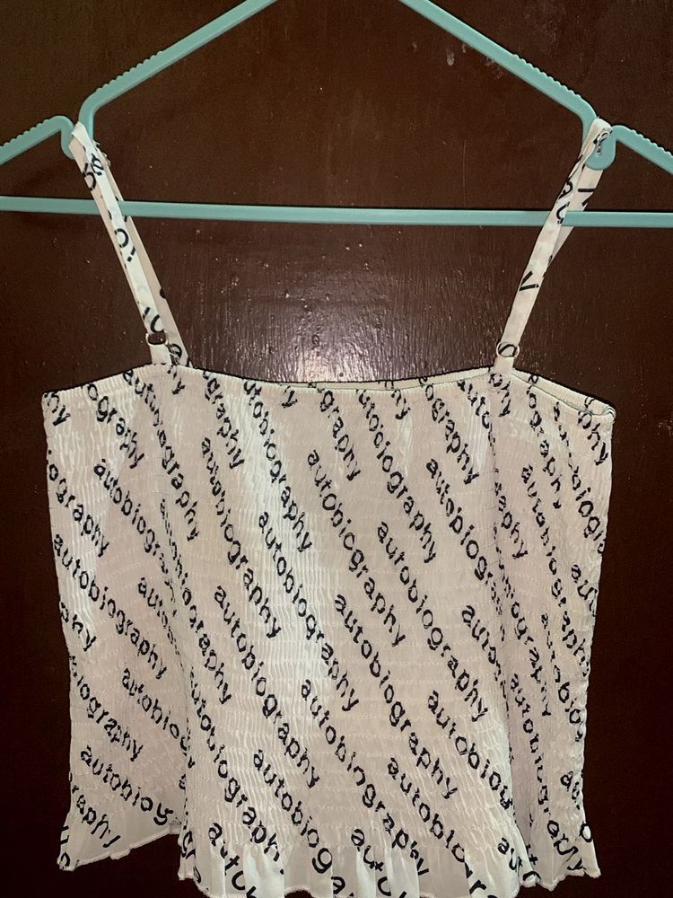 Trendy 'Autobiography' Print Top