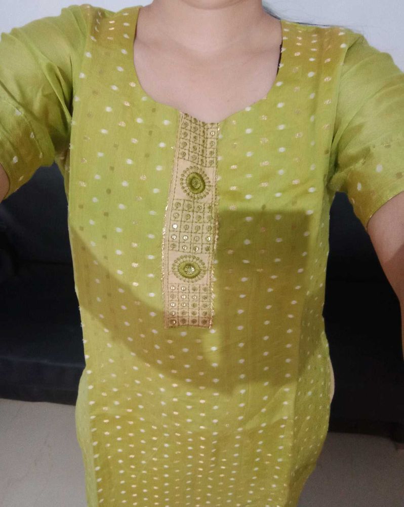 Green Cotton Kurta Set