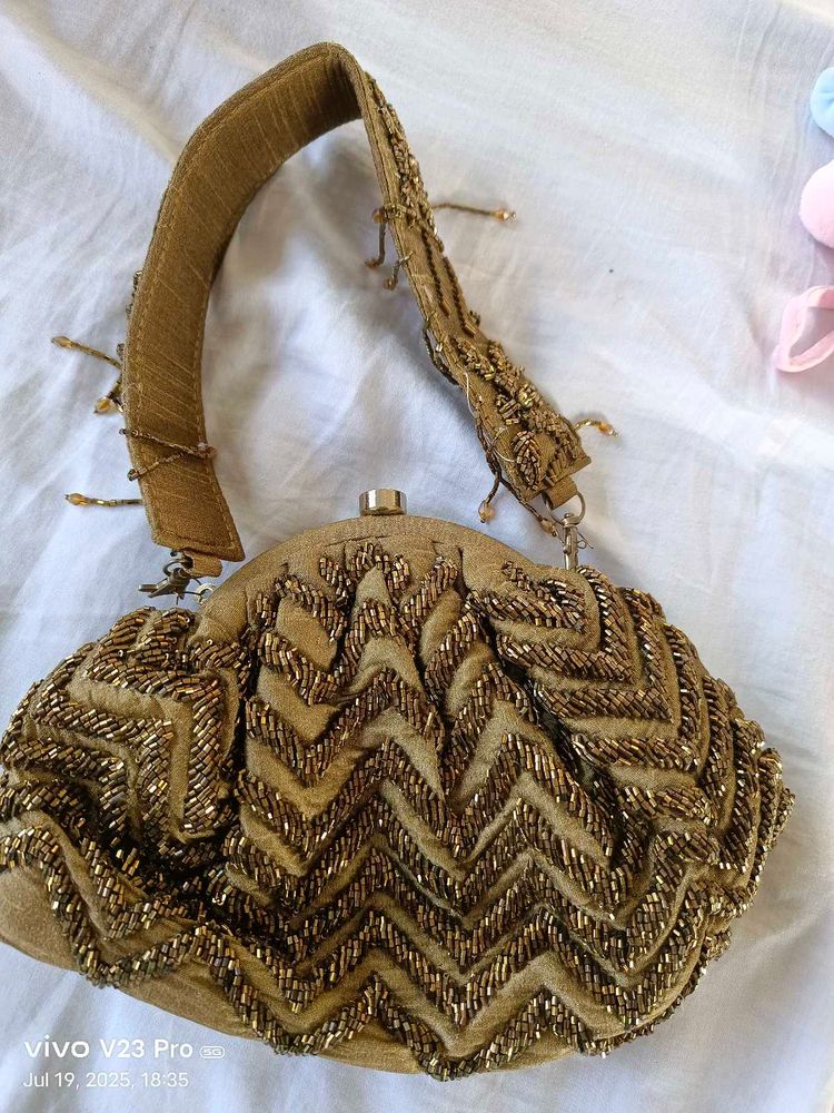 Beaded Golden Clutch