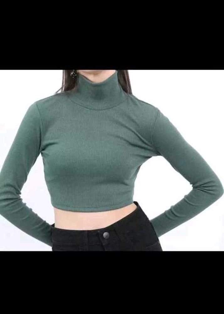 Ribbed Turtleneck Crop Top