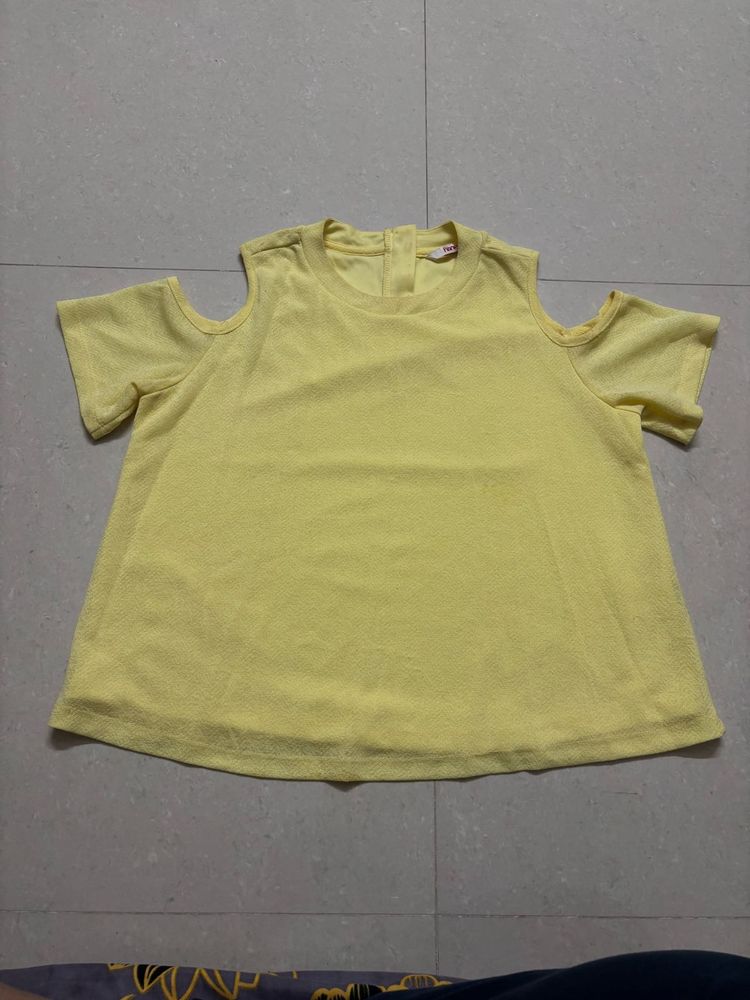 “Honey By Pantaloons” Yelloe Cold Shoulder Top