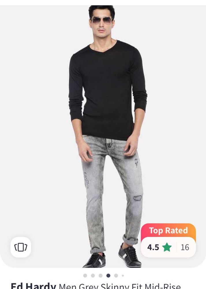 Ed Hardy Men Grey Skinny Fit Mid-Rise Jeans