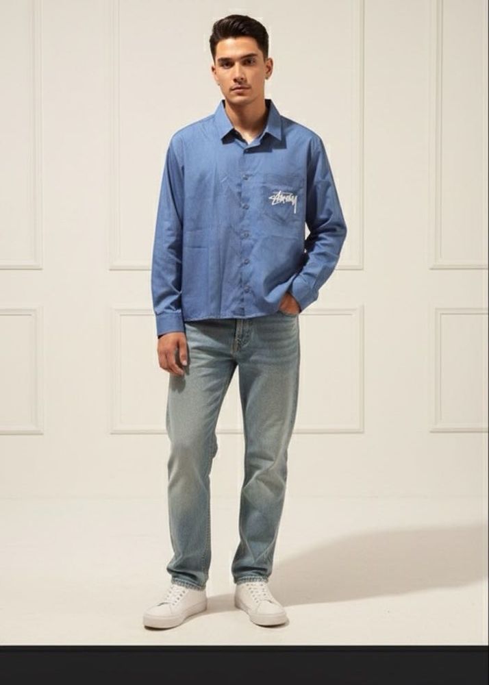 Stussy Blue Button-Down Shirt