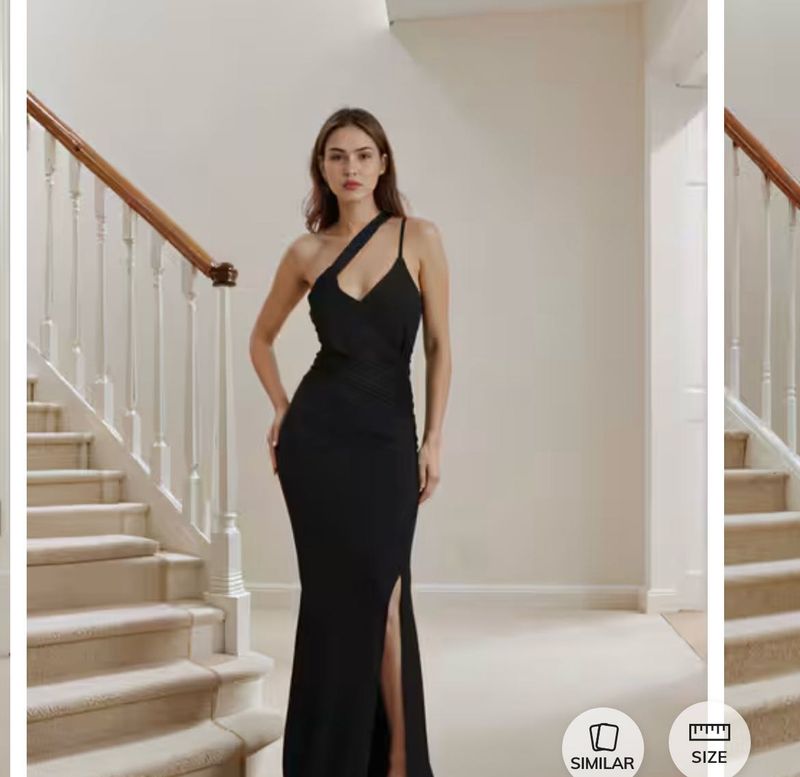 Shein Neck Ruched SplitThigh Maxi Dress