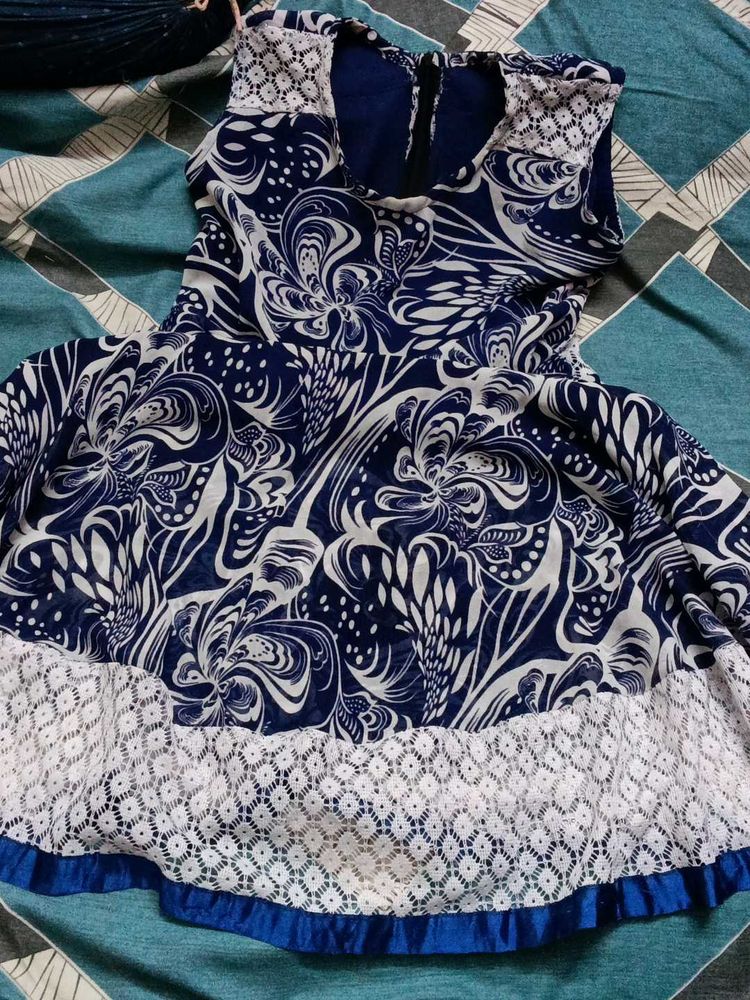 White And Navy Blue Top
