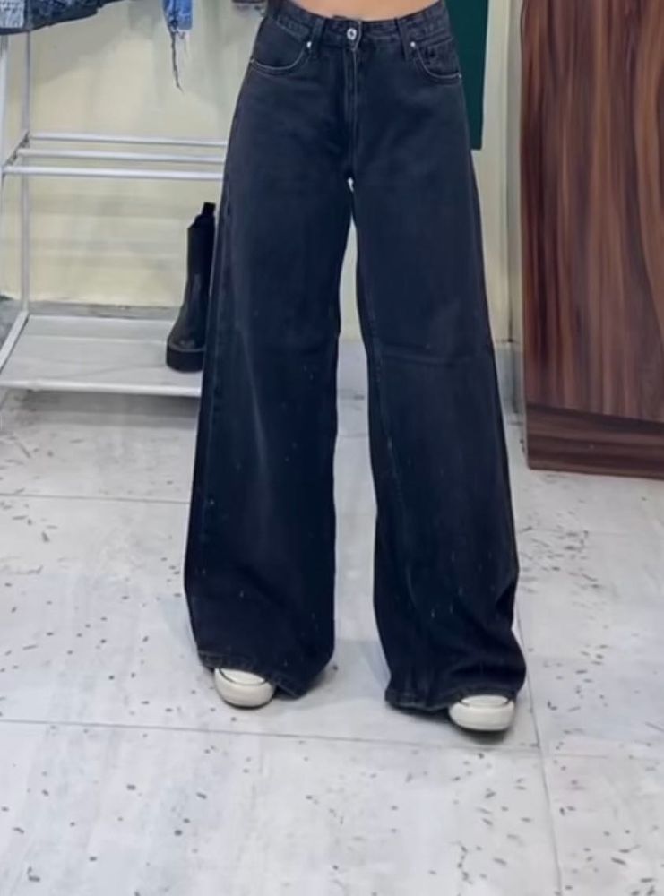 charcoal bershka super wide jean