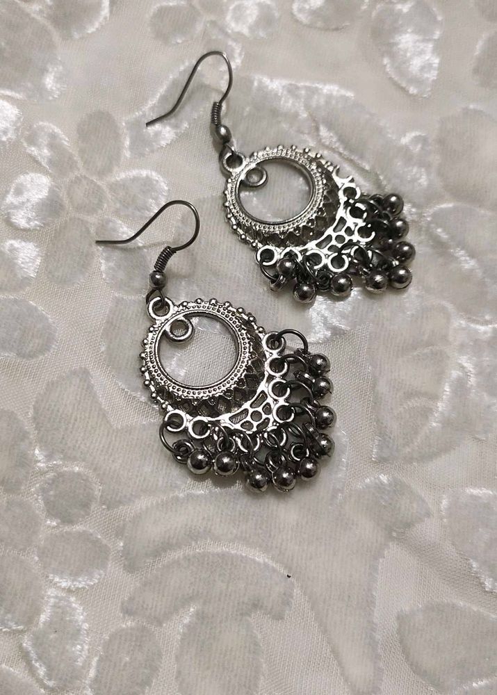 Silver Jhumka Earrings