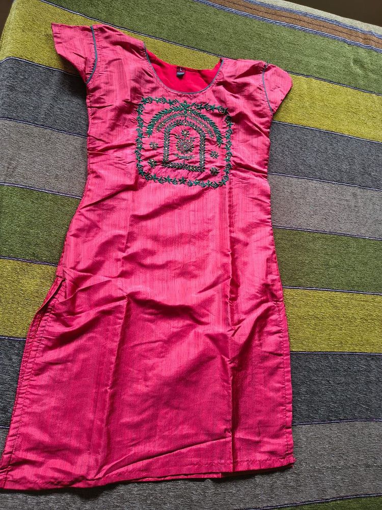 Pink Embroidered Kurta Set