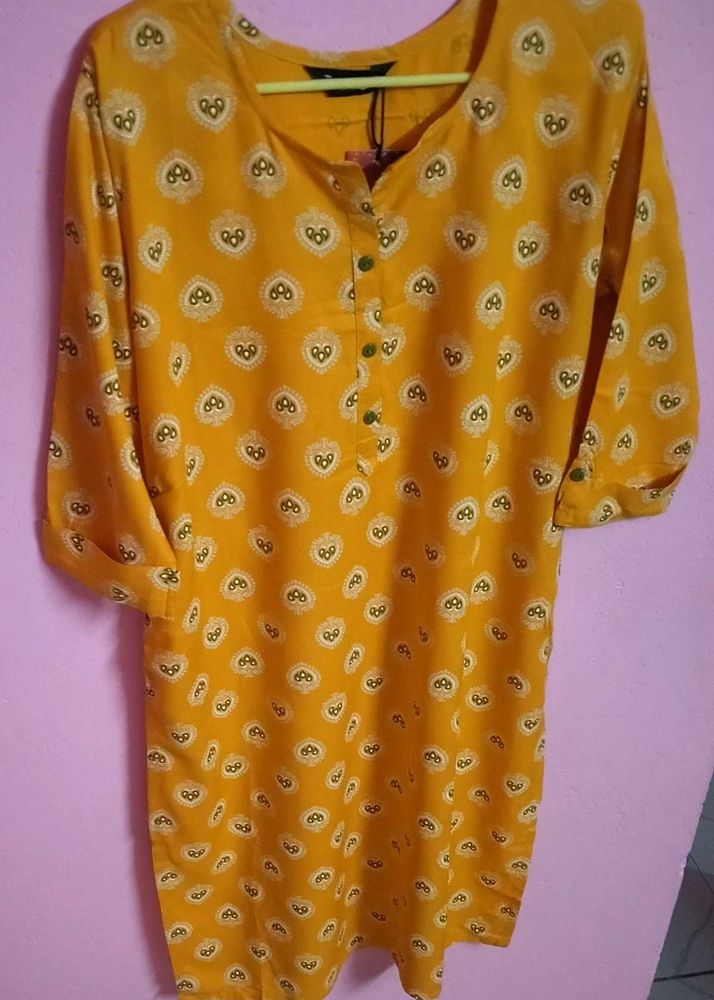Yellow Printed Kurti ✨✿(⁠◠⁠‿⁠◕⁠)