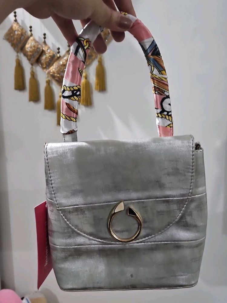 Silver Mini Top Handle Bag
