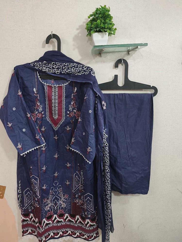 Blue Embroidered Kurta Set