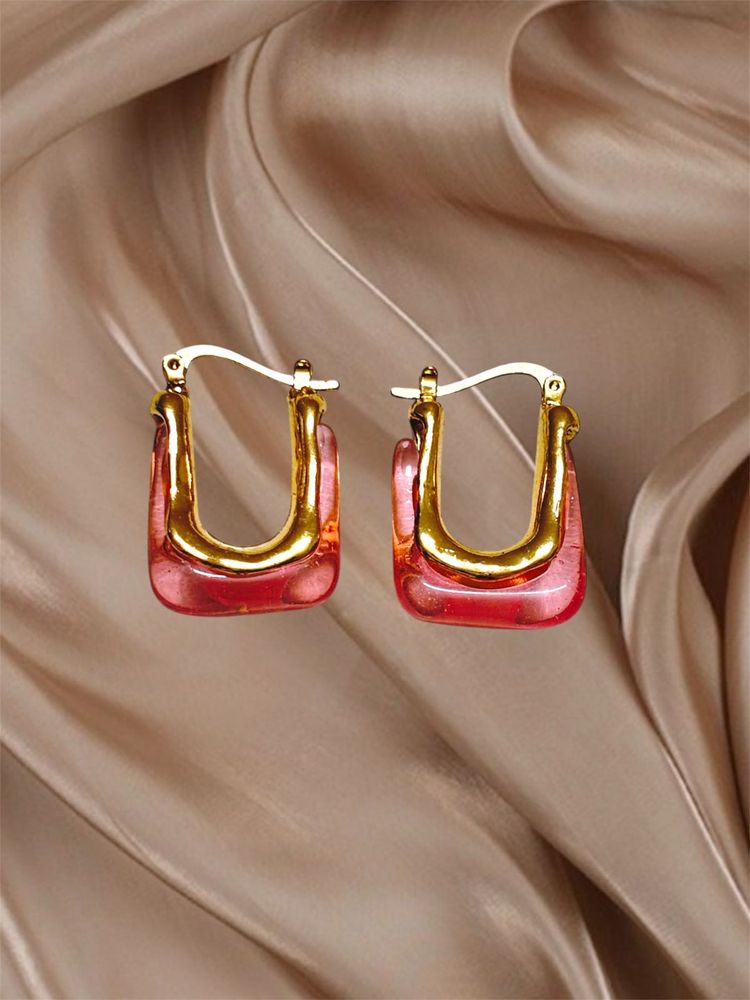 Pink Resin Hoop Earrings