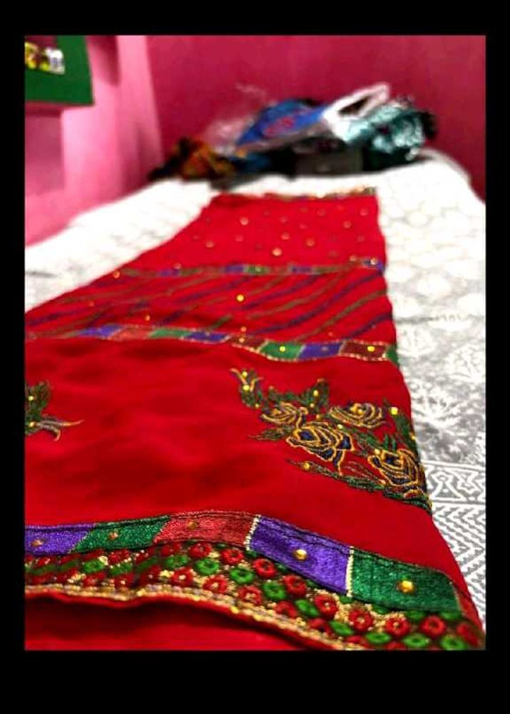 Red Embroidered Saree