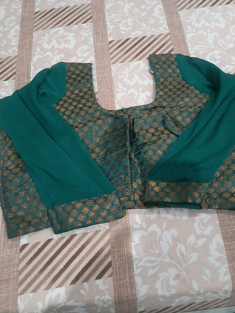 Green &amp; Gold Sari Blouse