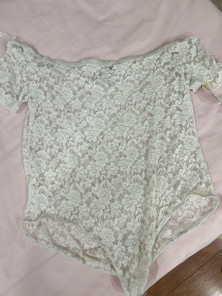 White Off shoulder bodysuit top