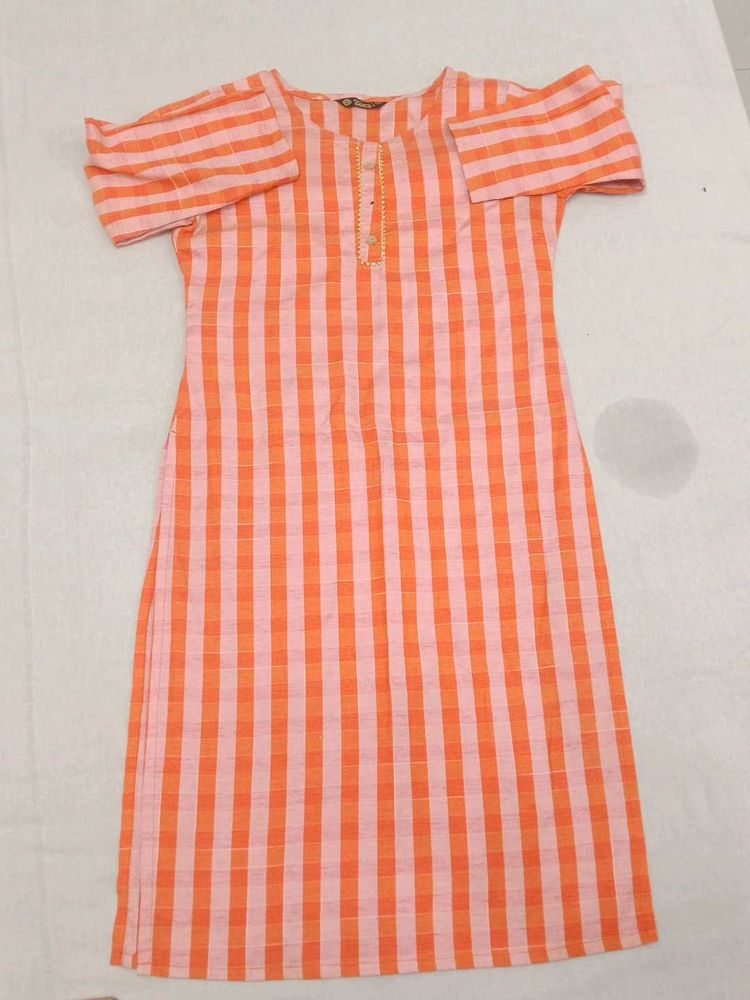 Orange &amp; Pink Checkered Kurti