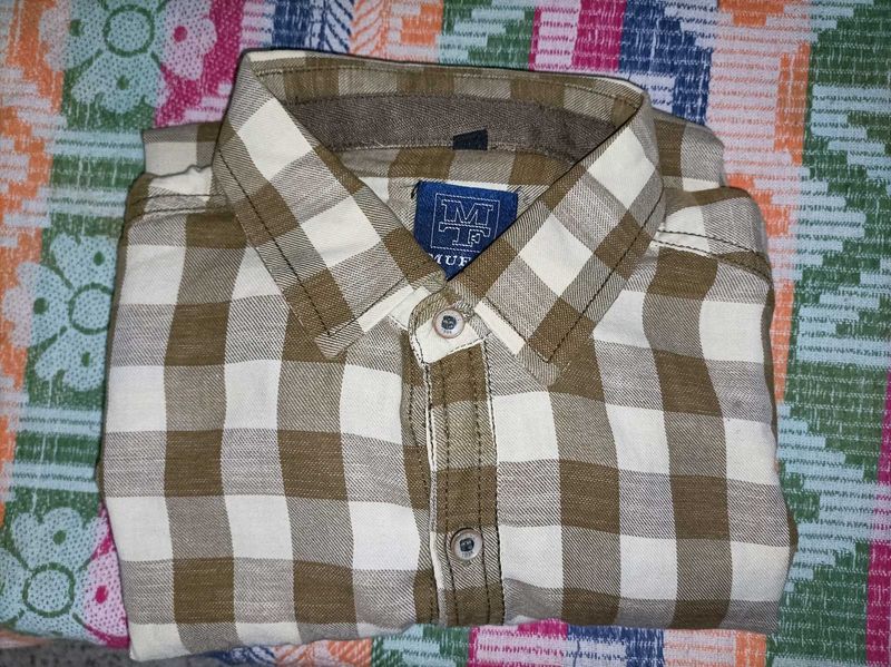 Muffet Brown Checked Casual Shirt