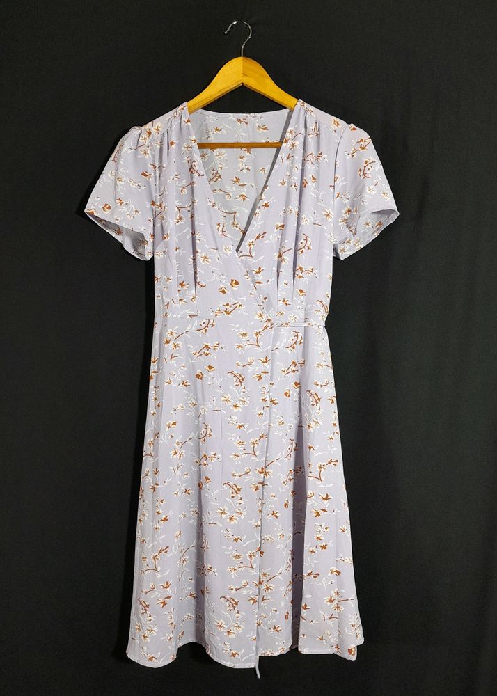 Urbanic Light Lavender Floral Printed Wrapped Arou