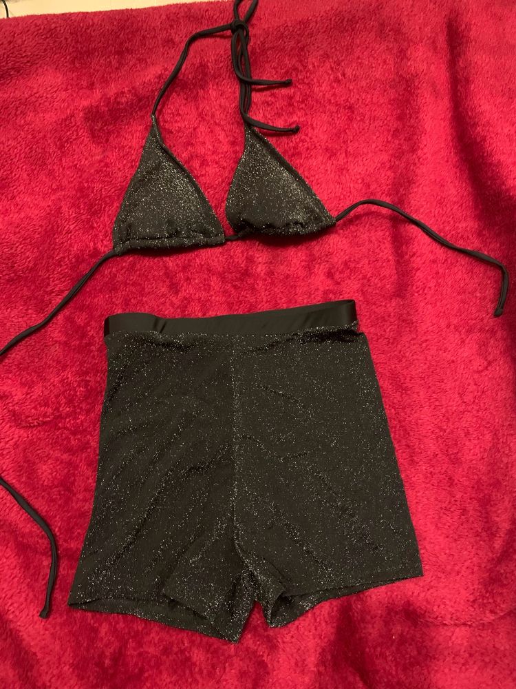 Padded String Top And Sparkly Shorts