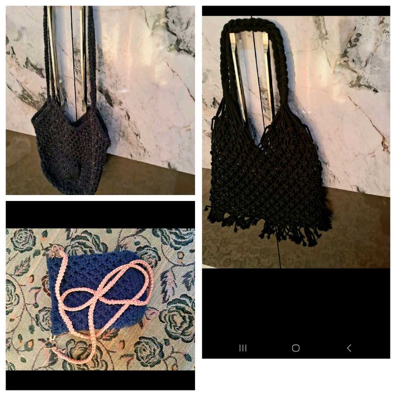 3 Combo Hand Made Crocheted Bags
