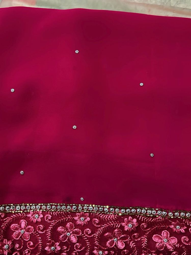 Embroidered Saree With Stitched Blouse