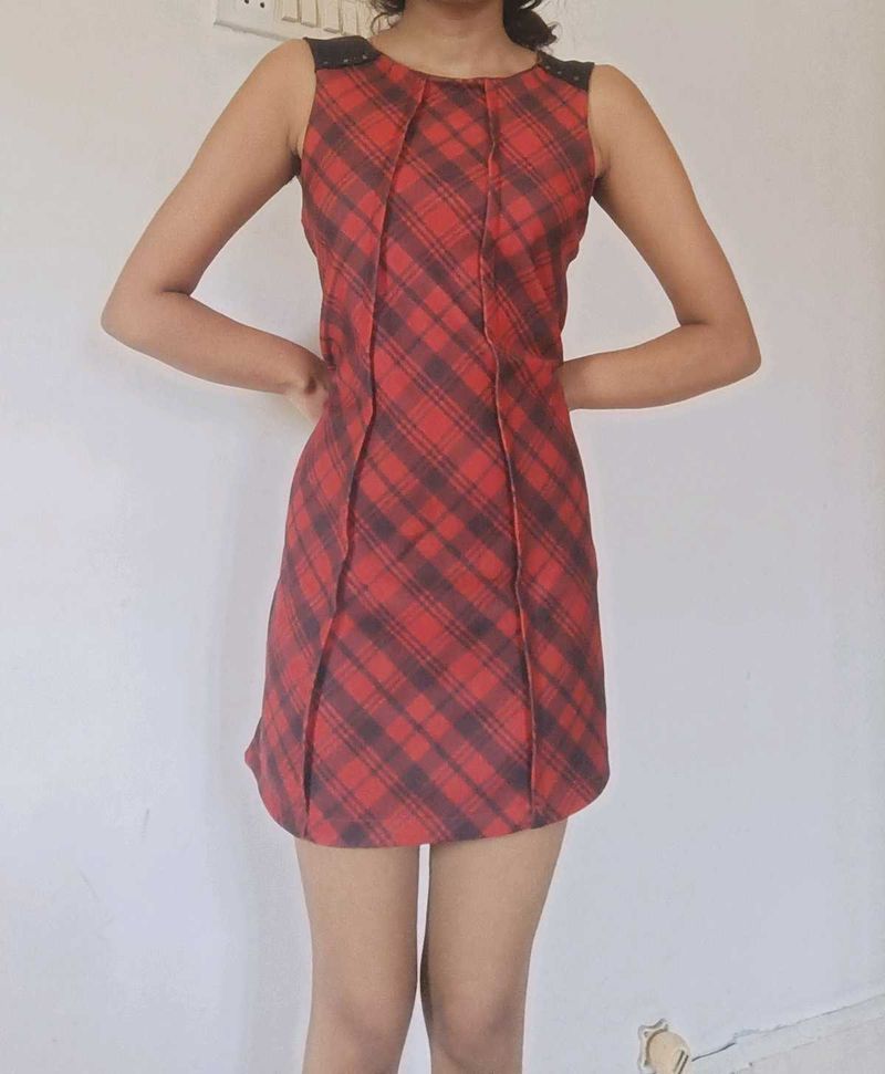 ZARA Plaid Red Babydoll Dress