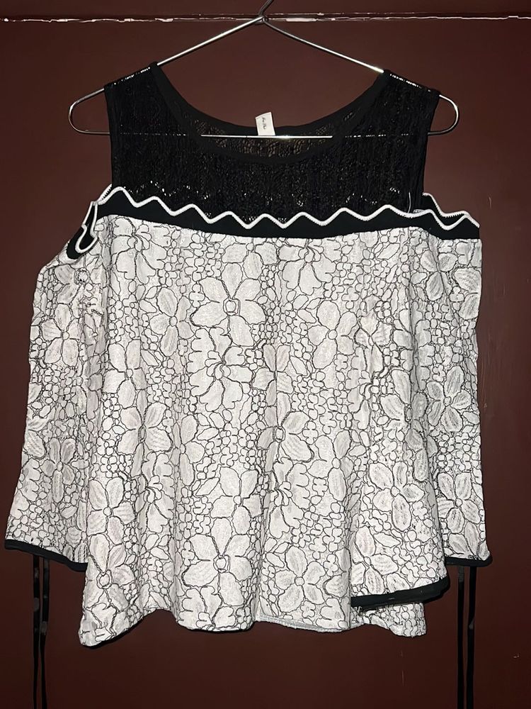 Shoulder Cut Korean Bow Top