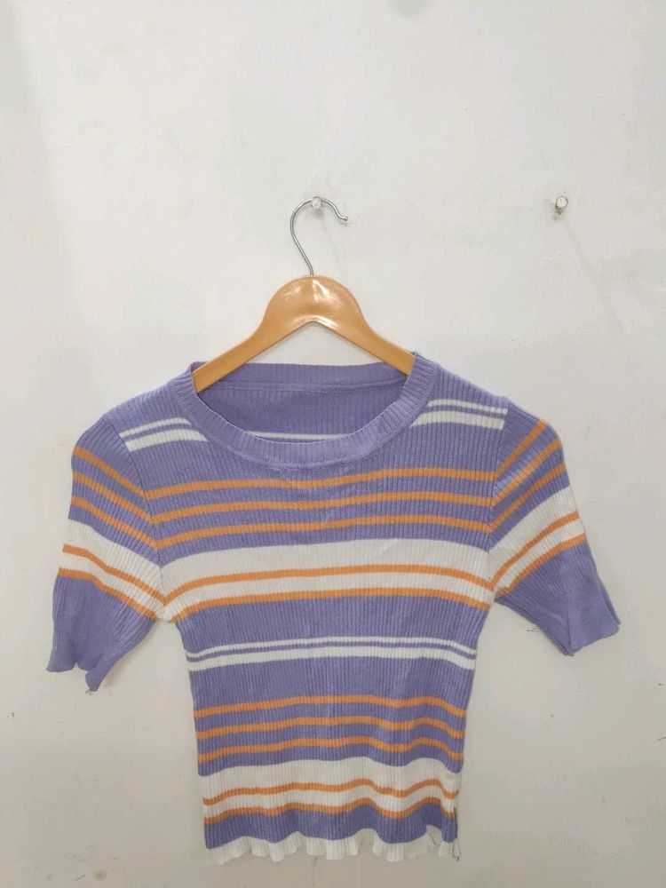 Striped Knit Crop Top