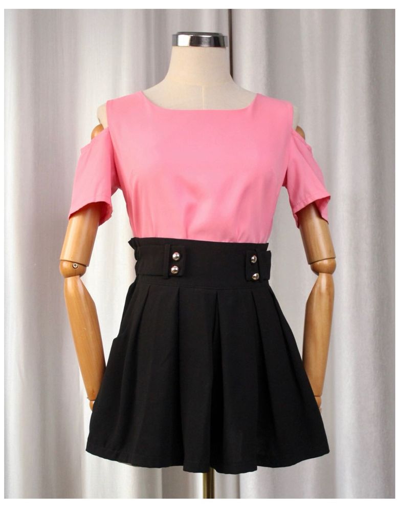 Pink Cold Shoulder Top
