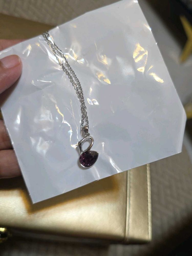 Purple Swan Swarovski Crystal Pendant
