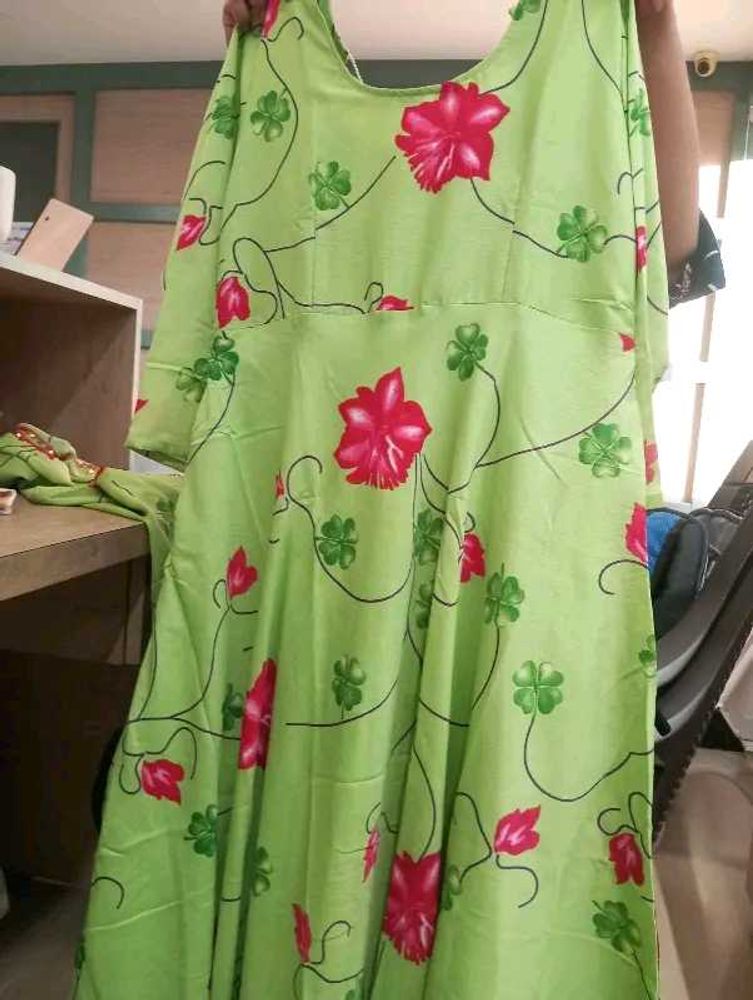 Green Floral Print Dress