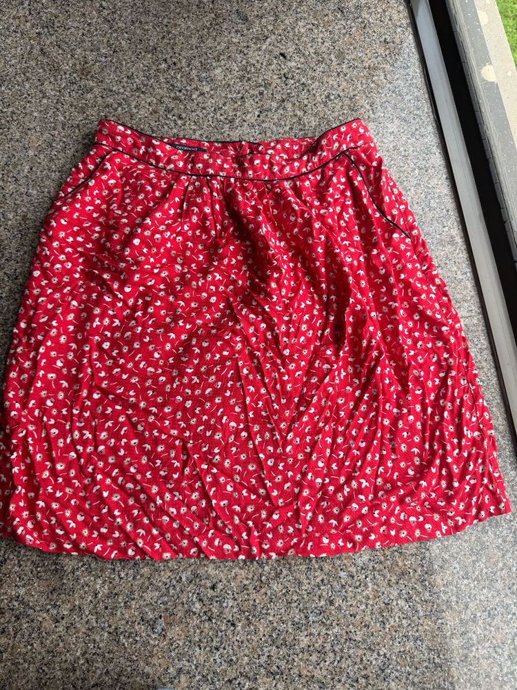 Red Floral Aline Mini Skirt