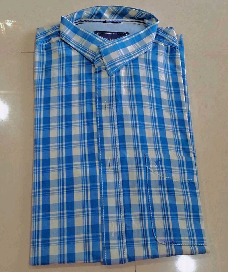 Men's Blue Checkered Casual Shirt
