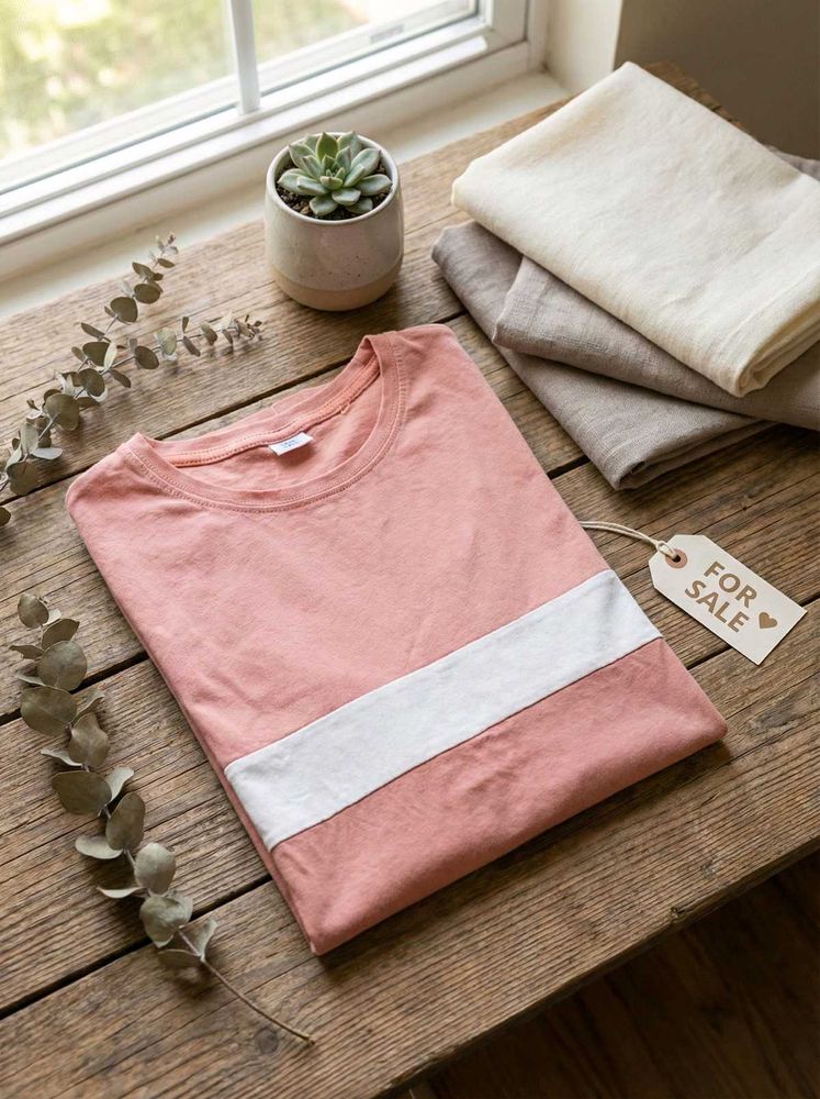 Peach T-shirt with White Stripe