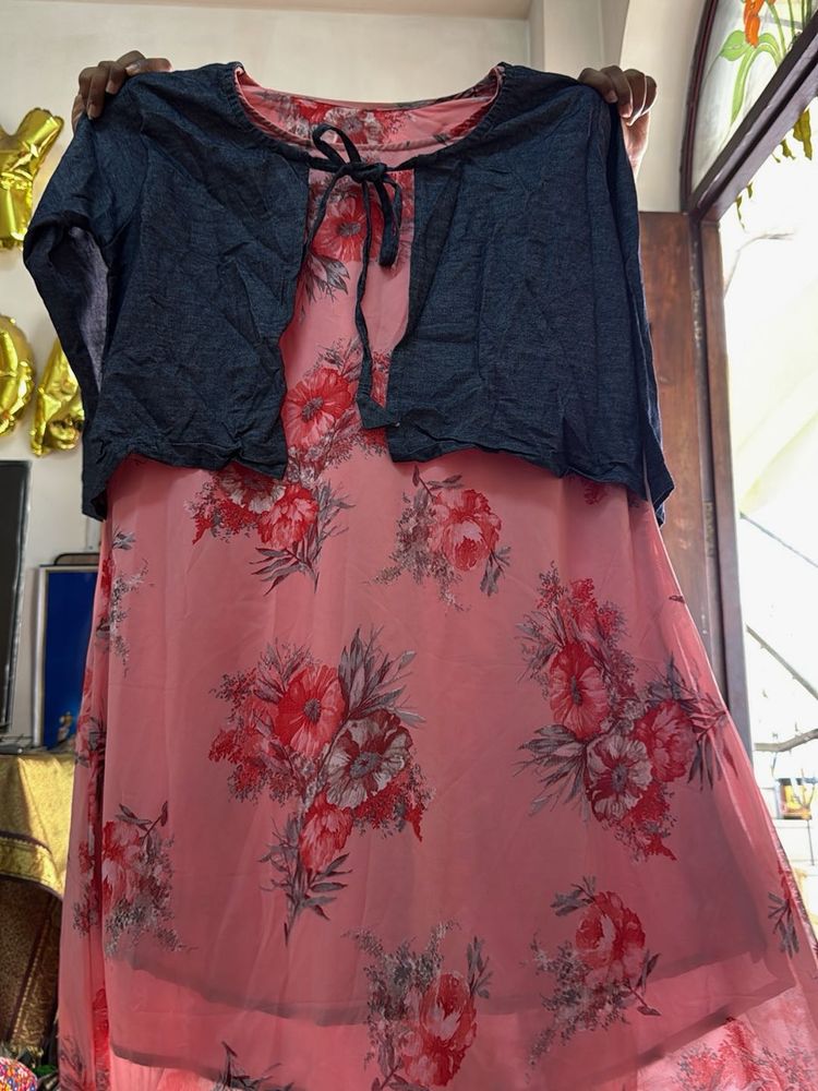 Floral Dress with Shrug