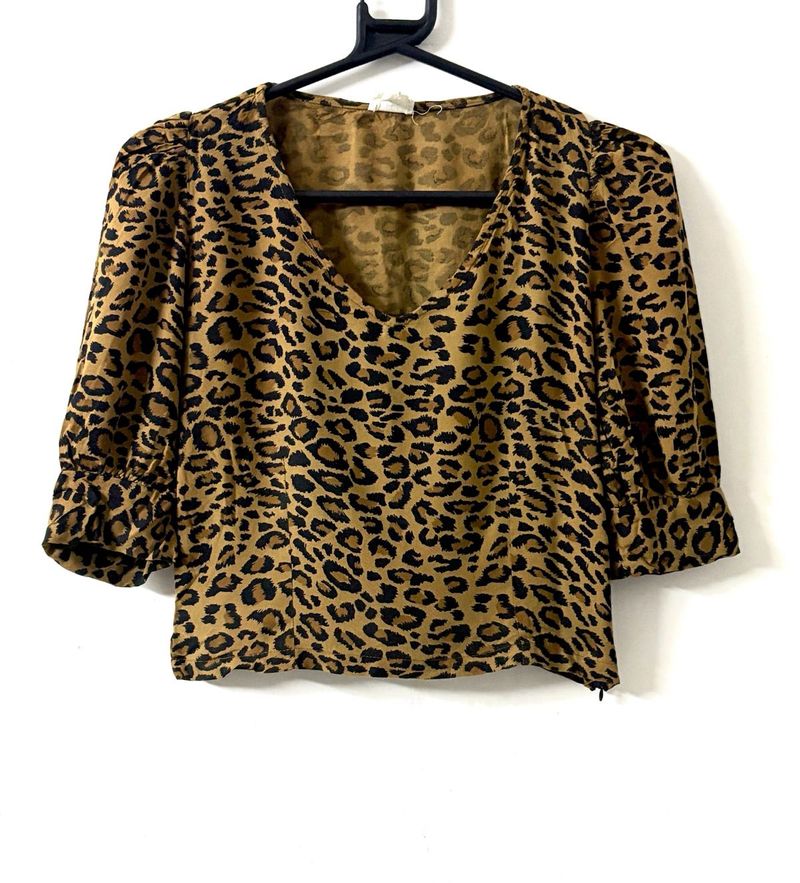 Leopard Print Crop Top (used Once)
