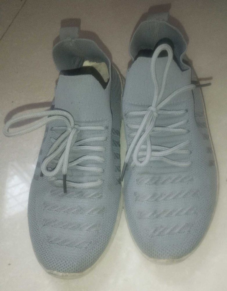 Gray Knit Running Shoes