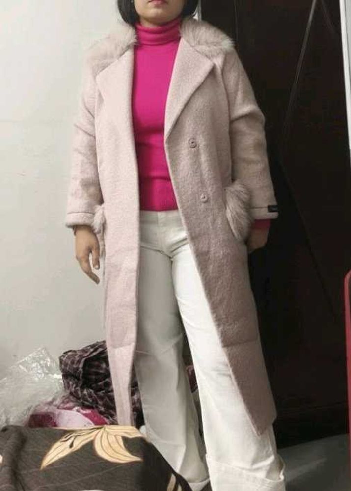 Chic Fur Trim Wool Blend Coat