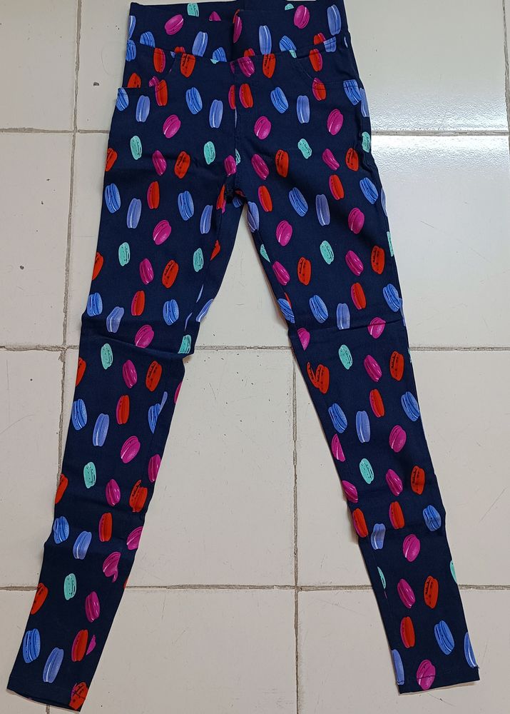 Navy Blue Macron Print Slim Fit Pant