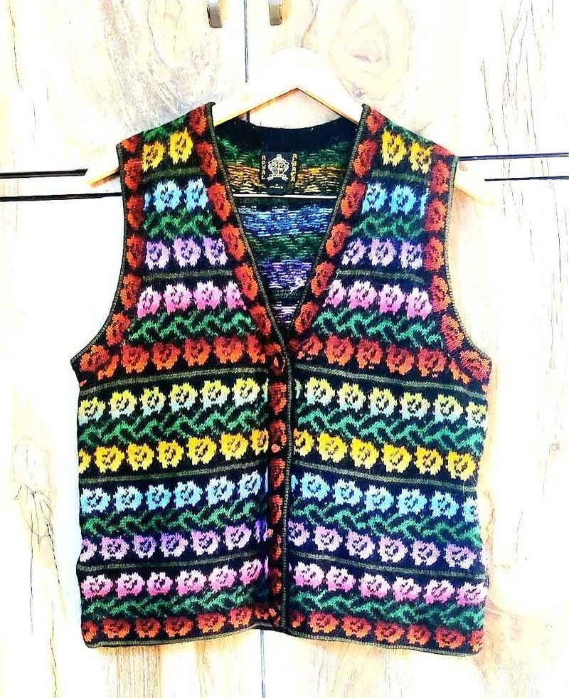 Vintage Floral Knit Vest size-38