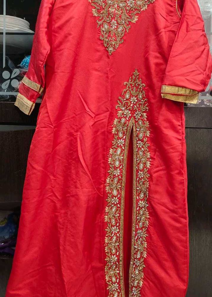 One Side Cut Dress With Heavy Work