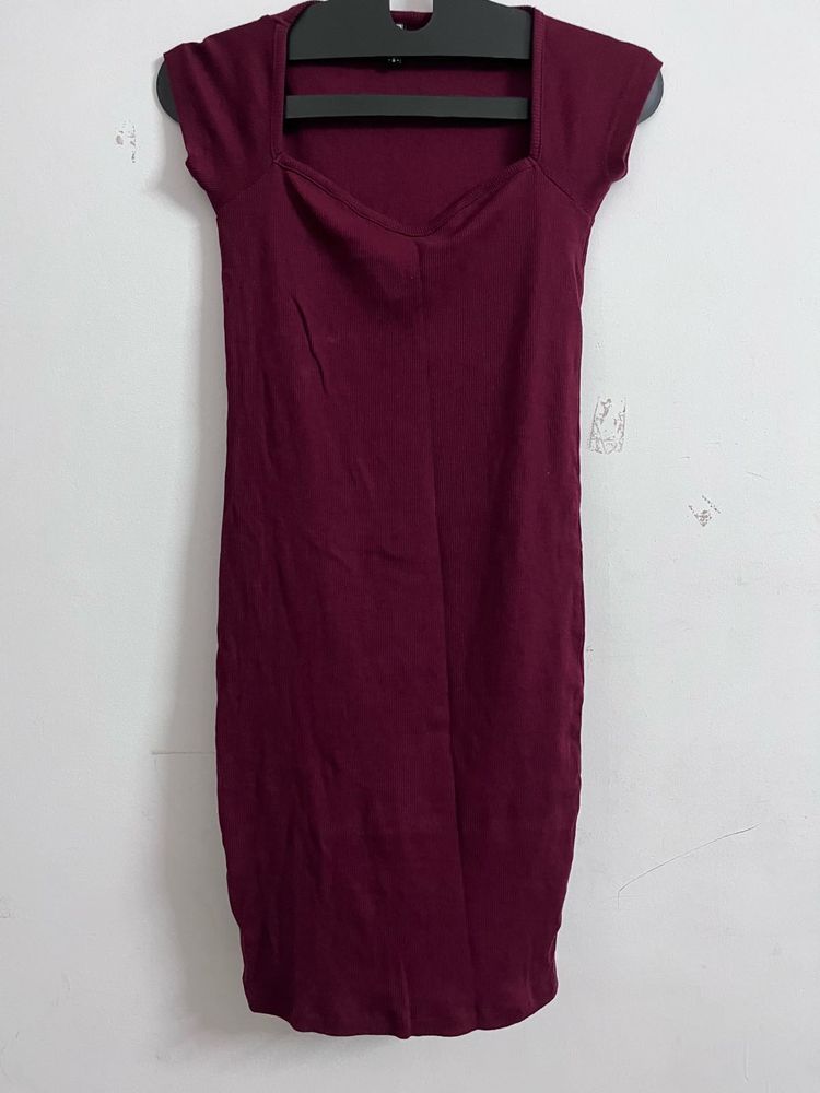 Burgundy Bodycon Mini Dress