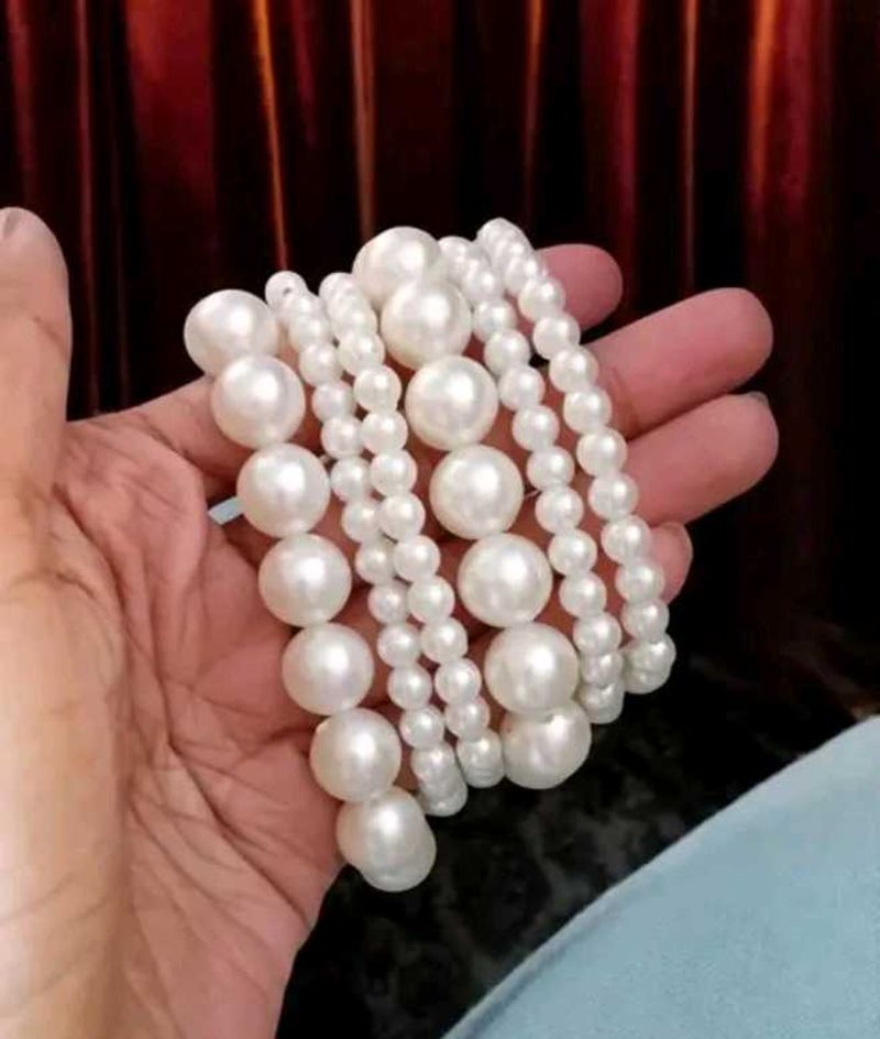 Pearl Beaded Bracelets - Elegant Set
