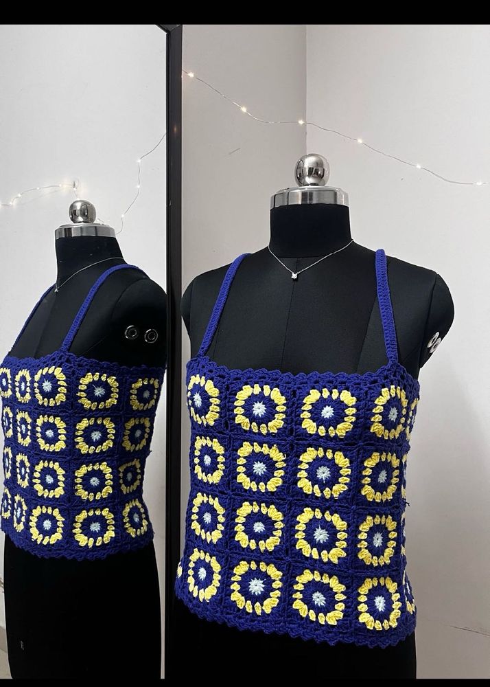 Blue Crochet Top