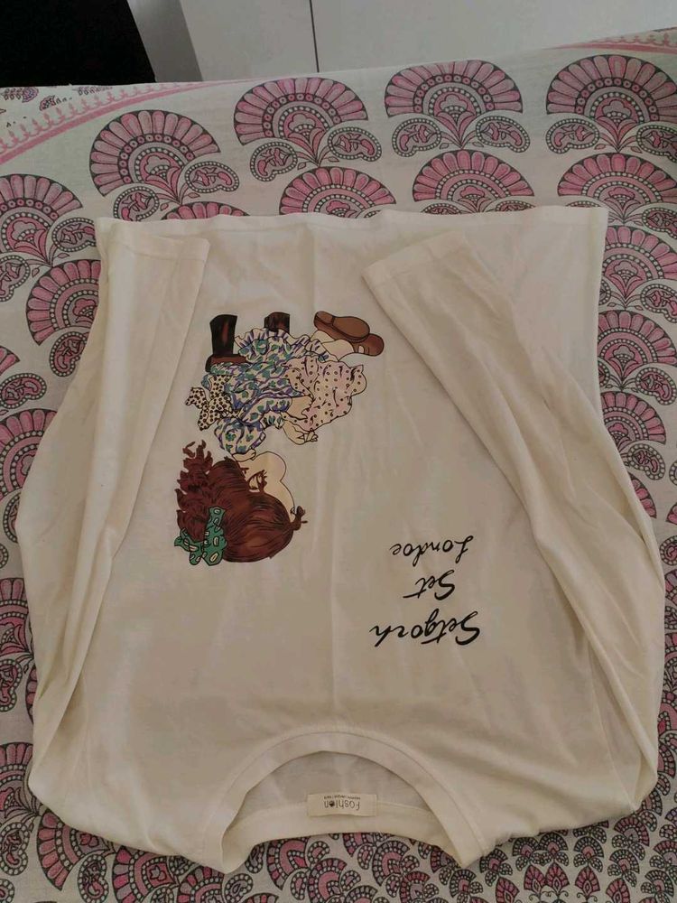 White Tee Full Sleeve Baggy Tshirt Winter/Summer