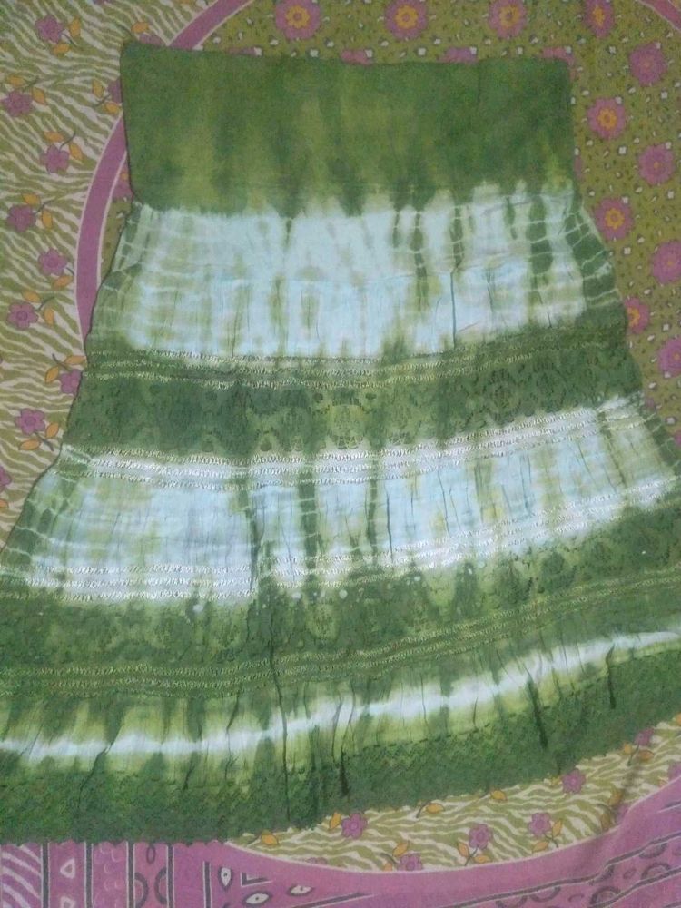 Green Tie-Dye Ethnic Skirt