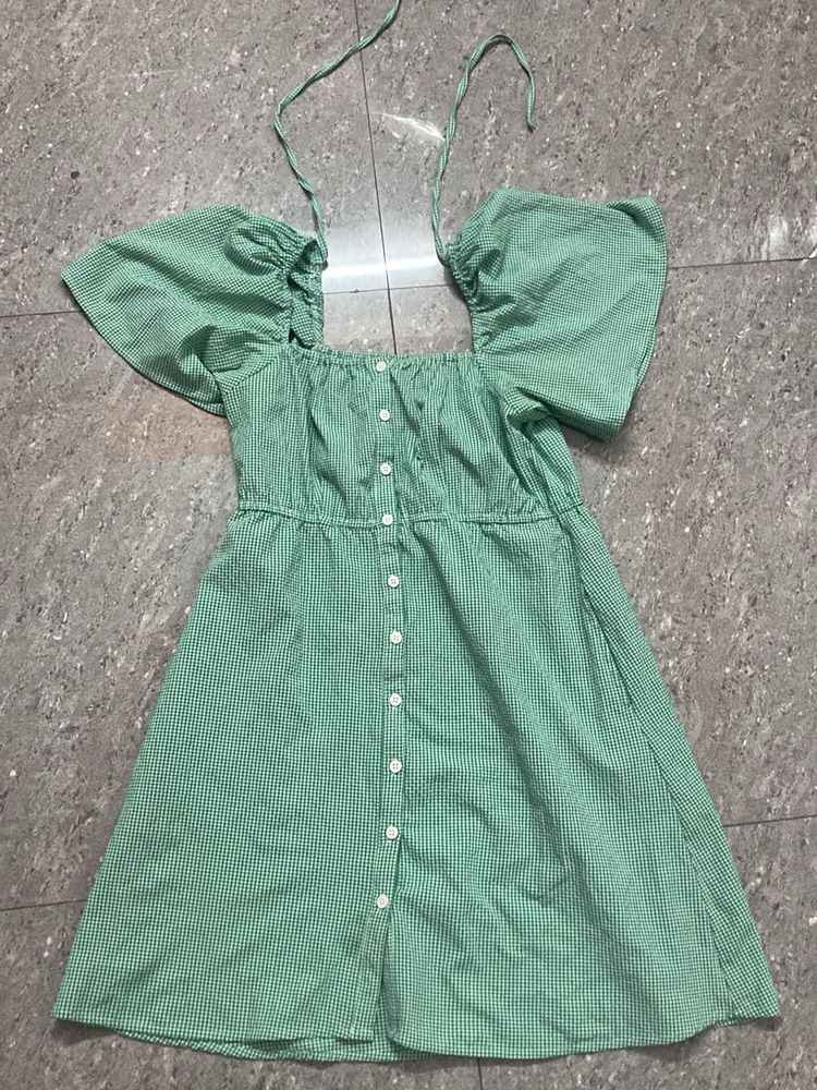 Cute Green Checkered Dress
