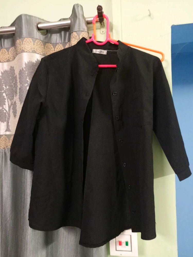 Classic Black Button-Down Shirt for women